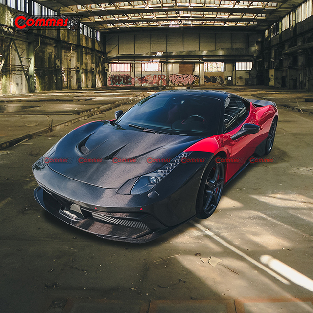 フェラーリ 458 用ブラックセイルスタイルカーボンファイバーエンジンカバー